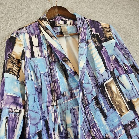 Alberto Makali Vintage Open Blazer Cuff Sleeve Abstract Artsy Funky Multicolor L - Picture 4 of 12